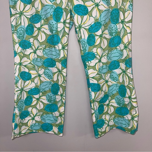 Lilly Pulitzer Pants Women’s Size 10 Green Blue Floral Cropped‎ Flare - Picture 4 of 7
